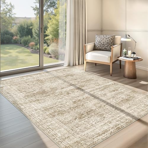 4x6 Area Rug for Entryway,Washable Kitchen Rug,Brown
