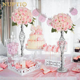 NUPTIO Silver Centerpiece Stand for Table, Twist Style, 22.8" Tall, 2 Pcs