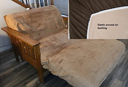 OctoRose Caramel Twin Size 39x75+8" Easy Fit Fitted Futon Cover Bonded Micro-Suede Sofa Daybed Mattress Slipcover | Elastic Backing (Caramel, Twin Size)