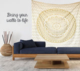 raajsee Top Selling Original Gold Mandala Ombre Tapestry Wall Hanging, Boho Bohemian Hippie Tapestries/Indian Cotton Dorm Decor Golden Twin Bedspread/Meditation Yoga Mat Rug 52x60 inches