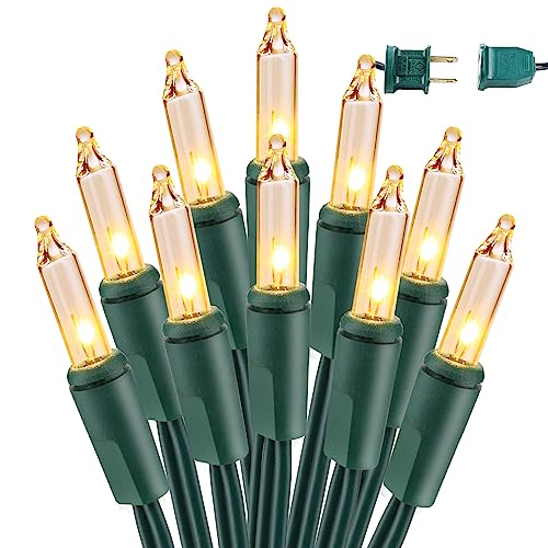 BrizLabs Clear Christmas Lights Outdoor 300 Count 69.6ft Incandescent Christmas Lights Connectable Warm White Light String UL Certified Xmas Mini Light Green Wire for Indoor Tree Holiday Party Decor