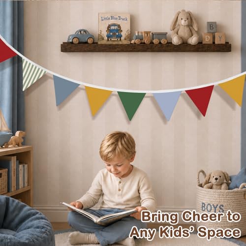 Playroom Wall Decor Pennant Banner Flags 5.5Ft, Classroom Pennant Banner, Nursery Baby Girls Boys Banner Toddler Room Decor for Kids Bed Birthday Party Baby Shower