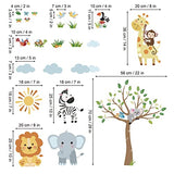 decalmile Forest Baby Animals Wall Decals Elephant Lion Giraffe Wall Stickers Baby Nursery Kids Room Daycare Wall Decor