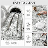 3x5 Washable Area Rug for Bedroom, Light Grey
