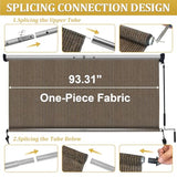 Shade&Beyond Outdoor Roller Shades with Splicing Design, 8' W x 8' H Cordless Patio Roll Up Blinds, Exterior Shade Cloth Roll for Porch, Gazebo, Pergola, Balcony, Mocha