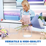Flower Clear Plastic Vase Centerpiece for Home, Wedding Party, Plastic Clear Cylinder Wide for Flowers, Decorative Wide Mouth Vase for Decor (Not Glass) (6.2'' W*5.9'' H)