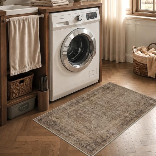 HelloTree 2x3 Vintage Machine Washable Entryway Rug, Non-Slip Door Mat