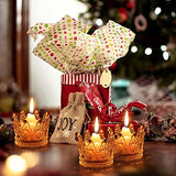 Vixdonos Crown Glass Tealight Candle Holder Set of 12 Votive Candle Holders for Wedding, Party and Home Decor (Gold Tips)