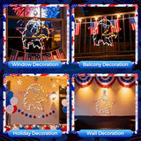 13.7" 4th of July Window Silhouette Light, 4th of July Eagle Decorations with 60 LED Red White Blue Lights, USB Powered with Remote & Timer, Independence Day Decoration for Indoor & Outdoor