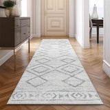 jinchan Runner Rug 3x8 Moroccan Geometric Hallway Area Rug, Geo Grey