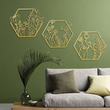 OYEFLY 3 Pcs Metal Flower Wall Decor,Farmhouse Flower Art (Gold)