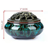 Censer Sky Blue Incense Burner with Calabash Incense Stick Holder - Porcelain Charcoal Censer for Use with Resin Granular Powder Cone or Coil Incense (Blue Fambe)