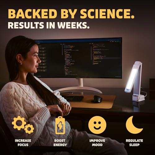 Lumos 10,000 Lux Light Therapy Lamp | Seen On Shark Tank | Sun Lamp For Seasonal Blues | Ultra Bright White Light Therapy | 10,000 LUX | UV-Free | Full-Spectrum | Adjustable Panel