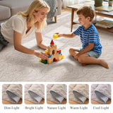 Vaukki 5x7 Area Rug for Living Room, Soft Fluffy Washable Modern Floral Indoor Floor Mat, Non Slip Shaggy Boho Accent Throw Carpet for Bedroom, Living Room, Nursery and Dining Room, Beige
