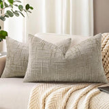 decorUhome Textured Chenille Throw Pillow Covers 12x20 Set of 2 Light Brown
