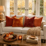 MIULEE Fall Velvet Throw Pillow Covers Rust 20x20 inch Set of 2