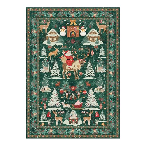 Christmas Rug 5x7 Area Rugs for Living Room Bedroom, Green