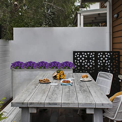 LikSoor 21 Bundles Artificial Outdoor UV Resistant Flowers No Fade Fake Outside Flowers Plastic Greenery Faux Shrubs Garden Porch Window Box Home Decoration(Purple)
