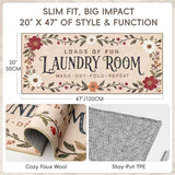 Laundry Room Rug 20"x47" – Low-Profile Boho Non-Slip Runner Rug with TPE Backing, Durable Washable Soft Laundry Mat, Comfortable Floor Mat for Laundry Room Organization, Fits Washer Front, Kitchen Mat