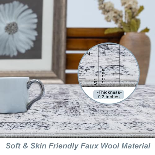Area Rug 4×6, Vintage Boho Rug,Ultra-Soft Low Pile, Washable, Non Slip,Stain Resistant Printed Carpet for Living Room Bedrooms Playroom Office Kitchen, Classic-Grey