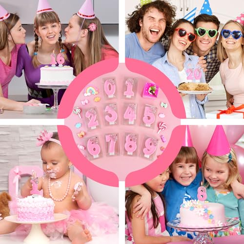 Pink Birthday Candle Crown Number 4 Candles Cake Candle,Pink Birthday Cake Topper Cupcake Decorations Party Decor for Girls and Women Anniversary Celebrations Supplies Favors