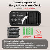 Acedeck Battery Operated Alarm Clock for Bedroom Travel: Cordless Compact Large Display Digital Clock with Auto Dimming - 4 Dimmers Easy to Use for Adults Seniors Red Digits