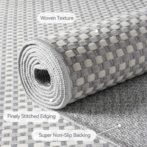 Hallway Runner Rug Extra Long Kitchen Runner Washable Gray 2x8 ft