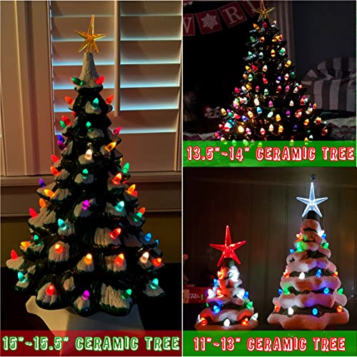 Ceramic Christmas Tree Replacement Lights/Bulbs, Ceramic Tree Medium Multicolor Twist Light Ornaments(117 Bulbs+5 Topper Star)