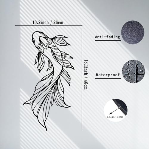 RESACO Koi Fish Metal Wall Art Japanese Art Wall Decor Iron Fish Gifts Asian Decorations for Living Room Bathroom Indoor Outdoor (Black 10.2 x 18.1 inches)