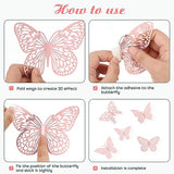 3D Pink Butterfly Wall Decor 3 Sizes 4 Styles Butterfly Party Decorations Cake Decorations Removable Stickers Wall Decor Room Mural Metallic Kids (Pink, 48Pcs)