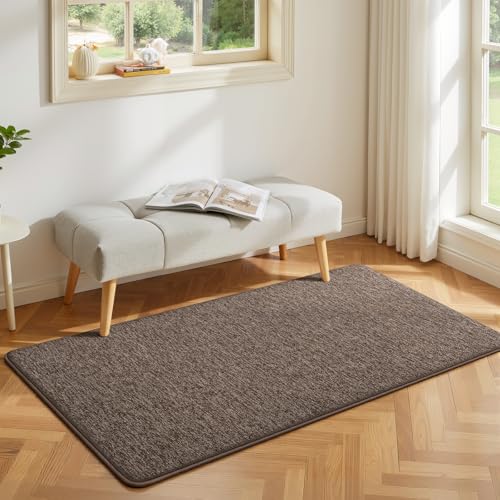 Modern Hallway Runner Rug, 2x4 Brown Washable Non Slip Runner Rug
