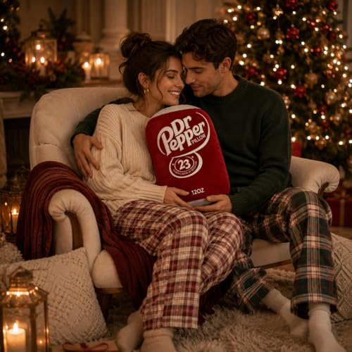 Dr Pepper Pillow Plush, Soda Can Shaped Throw Pillow, Funny Food Plush Cushion, Soft Decorative Pillow for Couch Bed Office, Funny Pillow for Any Occasion, Cute Aesthetic Room Decor for Kids & Adults