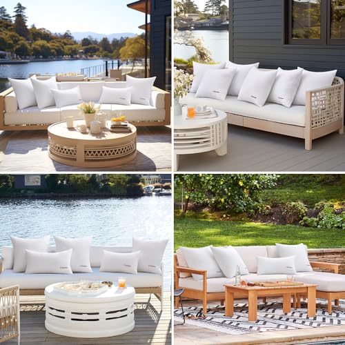 MIULEE Pack of 2 12x20 Outdoor Waterproof Throw Pillow Inserts, Decorative Water-Resistant Pillow Cushion for Patio Garden