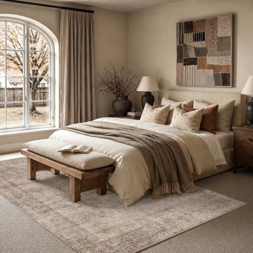 HelloTree 5x7 Vintage Washable Non-Slip Living Room Area Rug