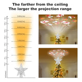 Christmas Tree Toppers Lighted with 6 Projection Modes, Christmas Star Tree Topper with Built-in LED Rotating Lights, Silver 3D Glitter Projection for Xmas Party Holiday Decorations