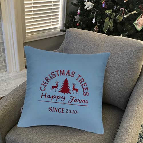6 Pack Decorative 100% Cotton Pillow Covers Square Cushion Cover Solid Christmas DIY Throw Pillowcase for Home Bed Sofa Halloween Christmas,Blue Grey,6 Pack-20" x 20"/50x50cm