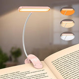 Gritin Rechargeable Book Light for Reading in Bed with 19 LED &Memory Function-Eye Caring 3 Color Temperatures,5 Brightness Levels,90 Hrs Runtime Flexible Goose Neck Clip on Light-Pink