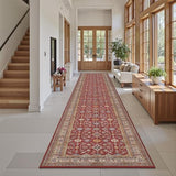 Oriental 2x10 Runner Rug Vintage Hallway Runner Rug Non Slip Machine Washable Stain Resistant Rugs for Bedroom Bedside Kitchen Entryway Burgundy Red Carpet Runners