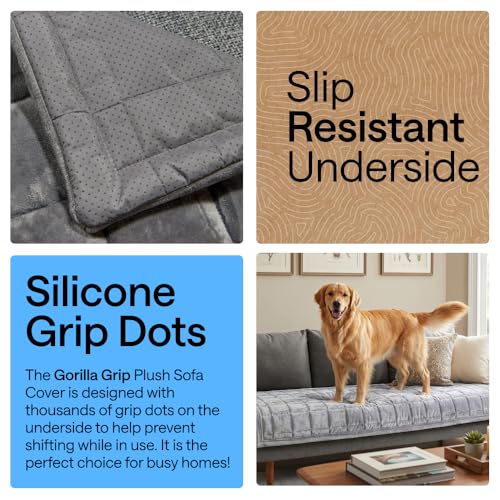 GORILLA GRIP Couch Cover, Loveseat, Gray and Couch Cover for Dogs, 52x82, Light Taupe Bundle