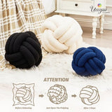 Uvvyui Knot Pillow Ball, Soft Home Decorative Round Throw Pillow, Handmade Knotted Plush Pillow, Round Boucle Pillow Cushion (8.6 Inches Blue)