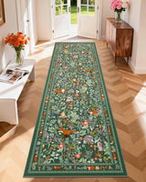 nesrt Fox Runner Rugs for Hallway 3x10ft Non Slip, Washable Long Animal Print Kitchen Rug, Soft Jungle Woodland Runners, Fantasy Floor Carpet for Entryway Doorway Home Decor (Green)