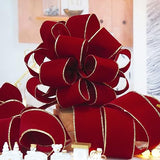 Red Wine Velvet Christmas Tree Topper Bow 11" with 4 Ribbon Streamers x 3 Yards Long Each for Holidy Elegant Fancy Home Décor Indoor