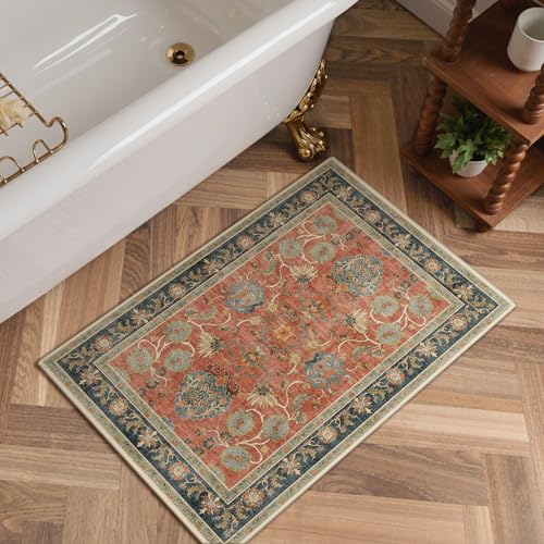 2x3 Washable Small Rug for Entryway Floral Indoor Door Mat Non Slip