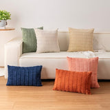 Aegero Pack of 2 Corduroy Decorative Throw Pillow Covers 18x18 Inch Soft Striped Pillow Covers Modern Farmhouse Home Decor for Sofa Living Room Couch Bed(Cream White)