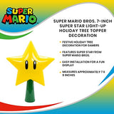 Super Mario Bros. 7-Inch Super Star Light-Up Holiday Tree Topper | Xmas Party Decorations, Christmas Tree Decor, Festive Desktop Ornaments | Video Game Gifts and Collectibles