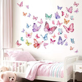 wondever Watercolor Butterfly Wall Stickers Colorful Butterflies Peel and Stick Wall Art Decals for Girls Bedroom Baby Nursery