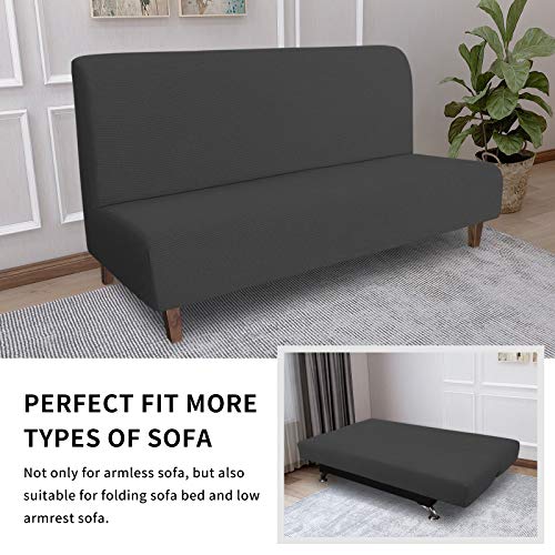 Easy-Going 100% Waterproof Futon Cover, Dual Waterproof Couch Cover for Futon, Stretch Jacquard Sofa Cover, Leakproof Furniture Protector for Kids, Pets, Dog and Cat, Dark Gray