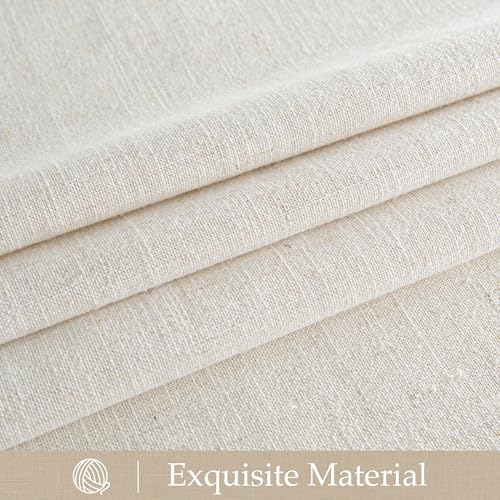 NICETOWN Natural Linen Curtains 96 inch Long 2 Panels Set, Thick Organic Flax Linen Blend Privacy Window Drapes Rod Pocket & Back Tab with Light Filtering for Bedroom/Living Room, W55 x L96