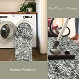 Boho Black 2x6 Runner Rug for Hallway, Washable Kitchen Runner Rug Non Slip Bathroom Runner, Vintage Medallion Non-Shedding Soft Carpet for Kitchen Bedroom Entryway