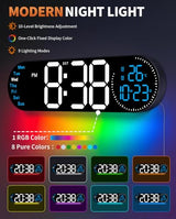 17.2 Inch Large Digital Wall Clock with 9 Color Changing Remote Control, Date Week Temperature, Auto Brightness Dimmer Big Clock Night Lights,Blue